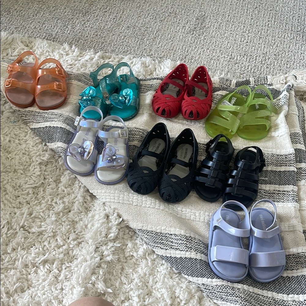 8 pair bundle of Mini Melissa Toddler Shoes